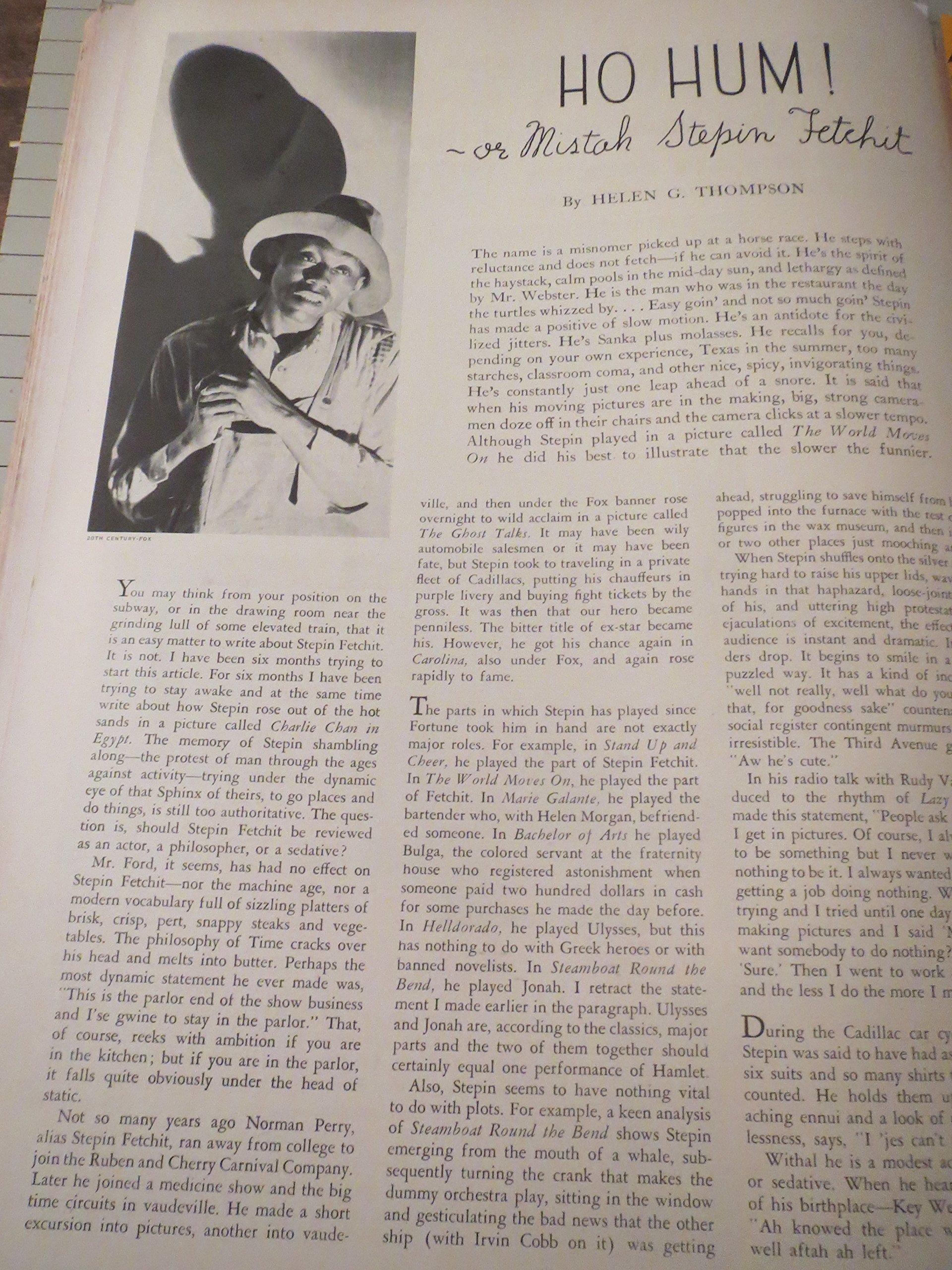 1936 Stage Magazine: Sherlock Holmes - Al Hirschfeld - High Hopes in Harlem - Stepin Fetchit - Archibald MacLeish - Burgess Meredith - James Thurber - Opera - Marx Brothers