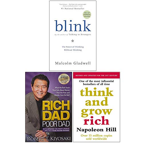 3 Books Collection Set: Blink: The Power of Thinking Without Thinking, Rich Dad Poor Dad, Think And Grow Rich