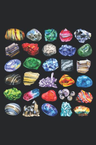 Minerals Gems and Crystals Rock Collecting: Plain Lined Journal Notebook, 120 Pages, Medium 6 x 9 Inches, Printed Cover