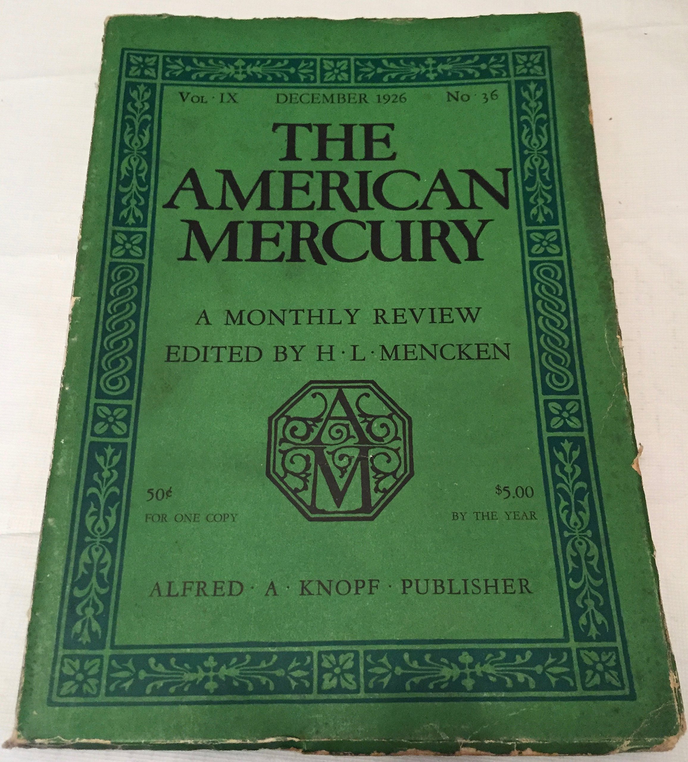 The American Mercury, Dec. 1926, Vol. IX, No. 36