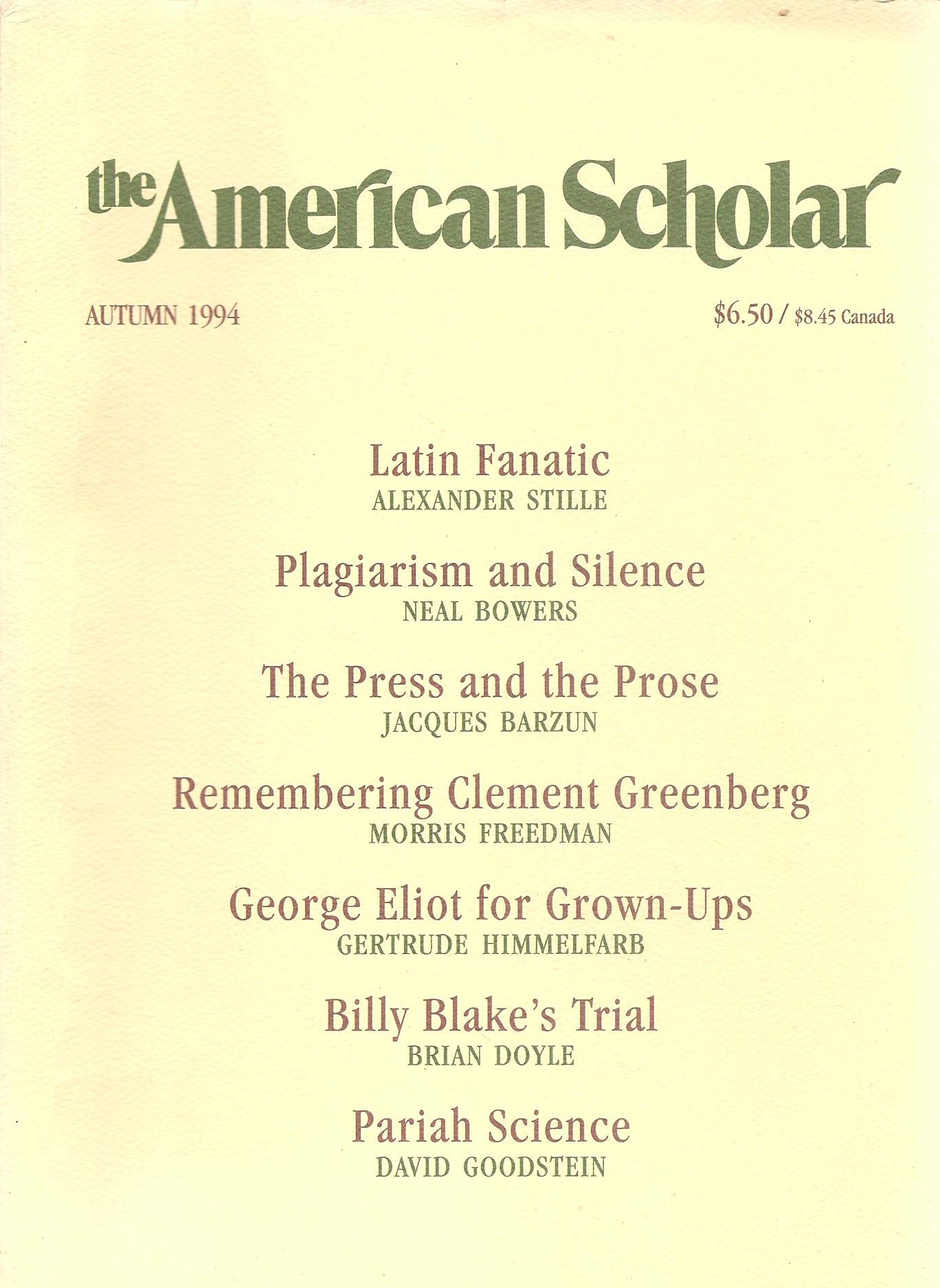 The American Scholar, Volume 63, Issue 4, Autumn 1994