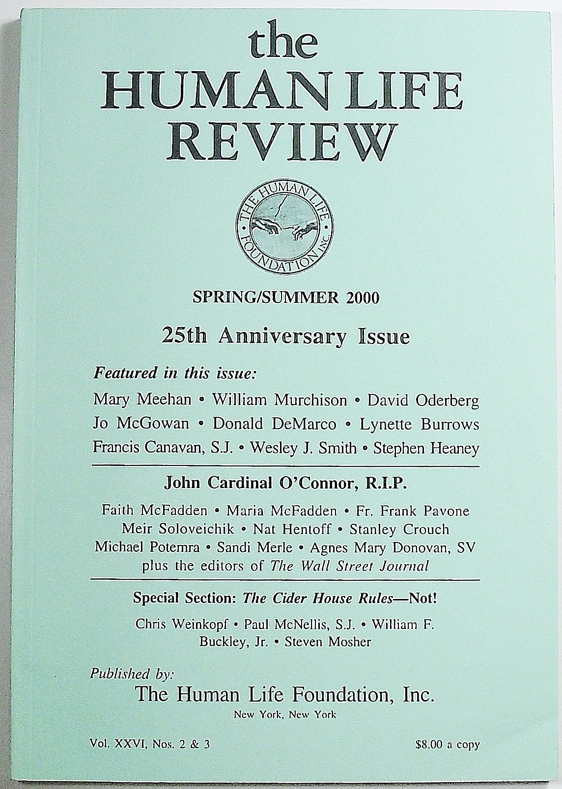 The Human Life Review, Spring/Summer 2000, 25th Anniversary Issue
